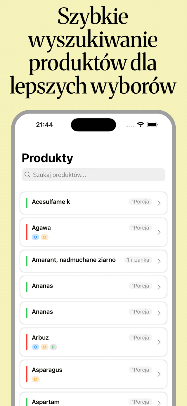 Aplikacja HealthyGut - wyszukiwarka produktów low FODMAP
